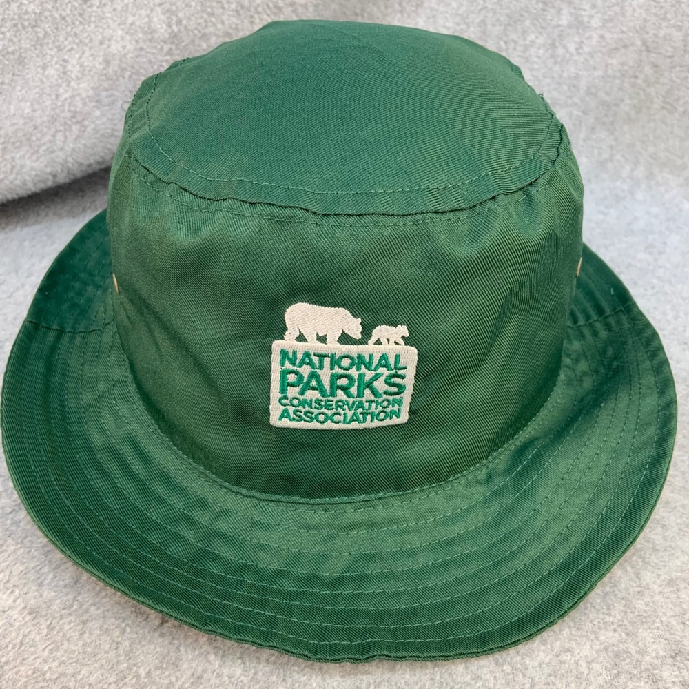 National Parks Bear Logo Unisex Green NPCA Bucket Hat Outdoor Hiking OSFM